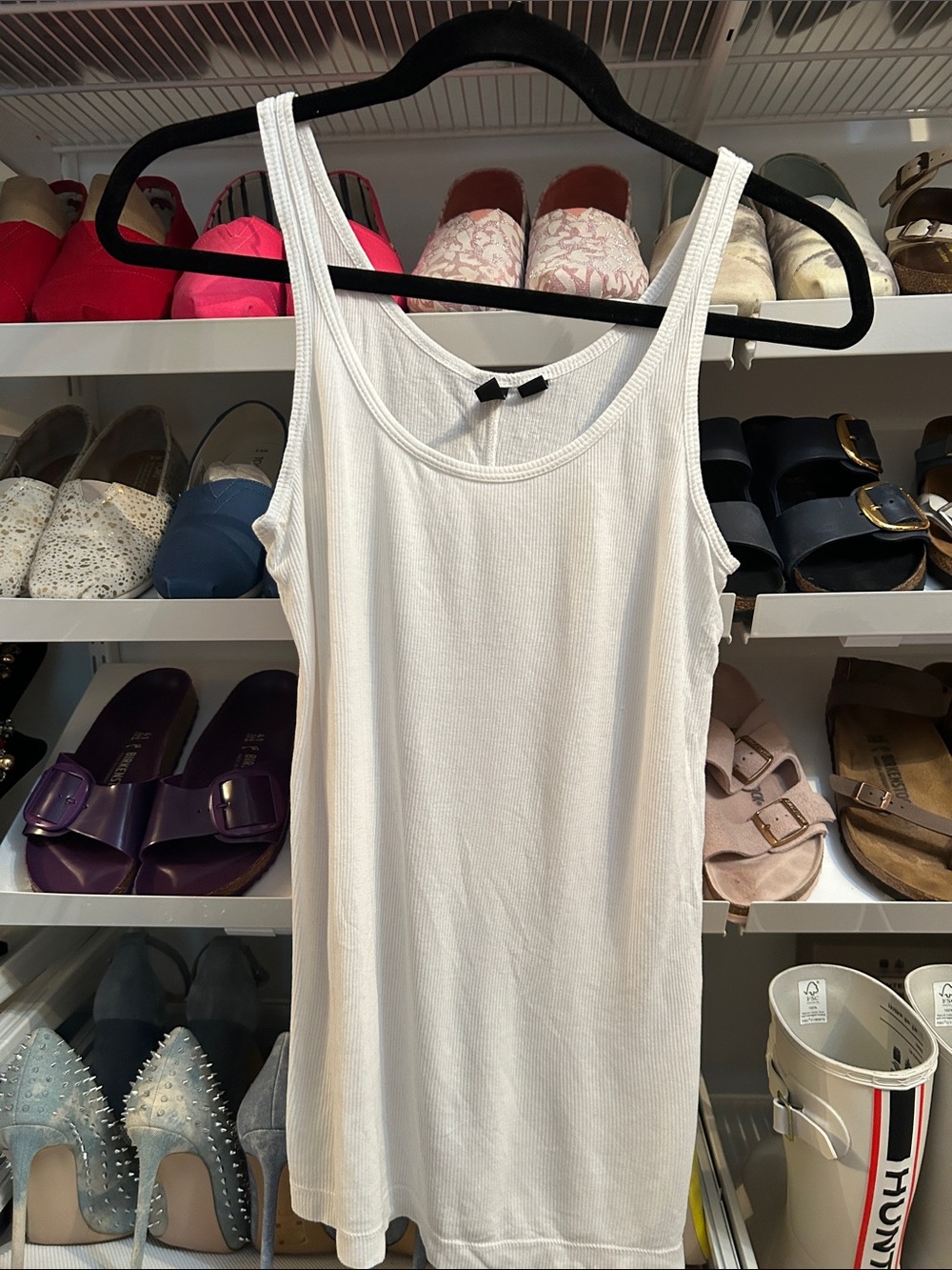 Cynthia Rowley White Ribbed Tank - Slim Straps